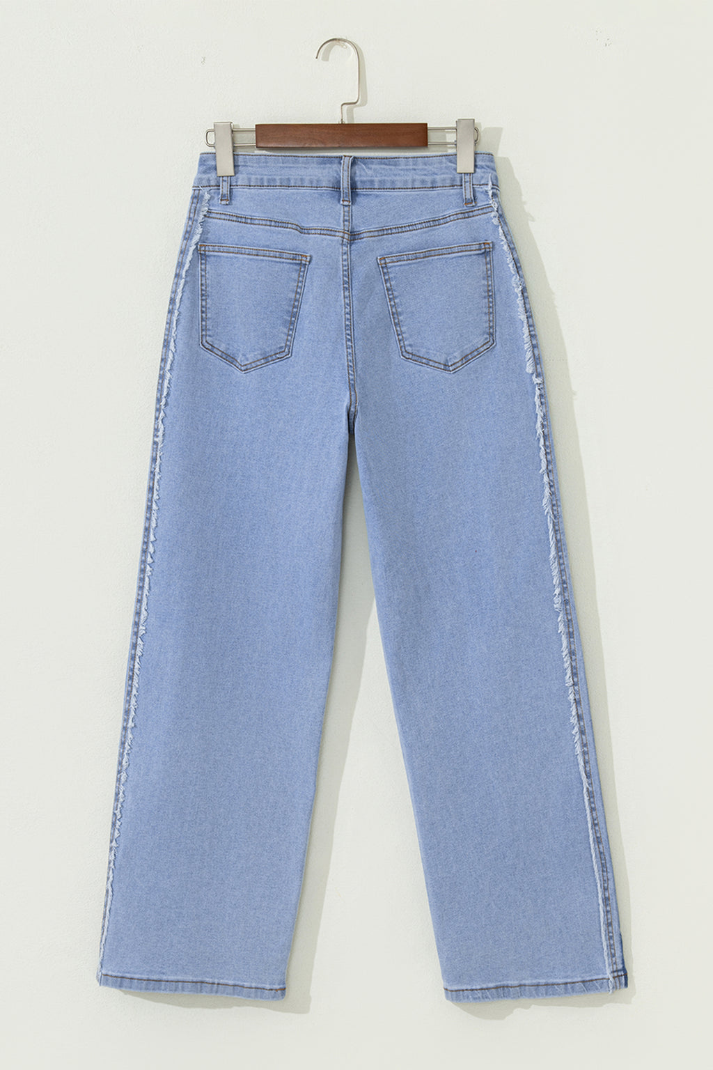 Beau Blue Contrast Stripe Frayed Side Panel Patchwork Shift Jeans