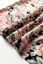 White Retro Floral Print Mock Neck Mesh Long Sleeve Top