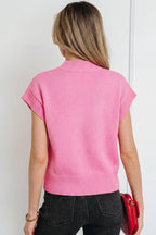 Pink Valentine Heart Graphic Cropped Short Sleeve Sweater