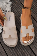 Chestnut Cutout Design Open Toe Platform Slippers (Run Small, Size Up)