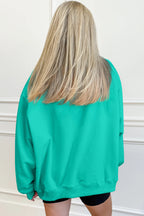 Bright Pink Oversize Blessed Embroidered Mock Neck Sweatshirt