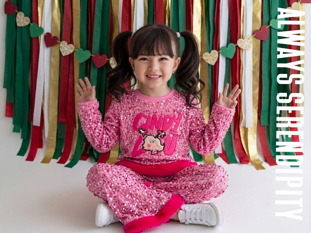 The "Cindy Lou" Shimmering Christmas Sequin Bell-Bottom Set